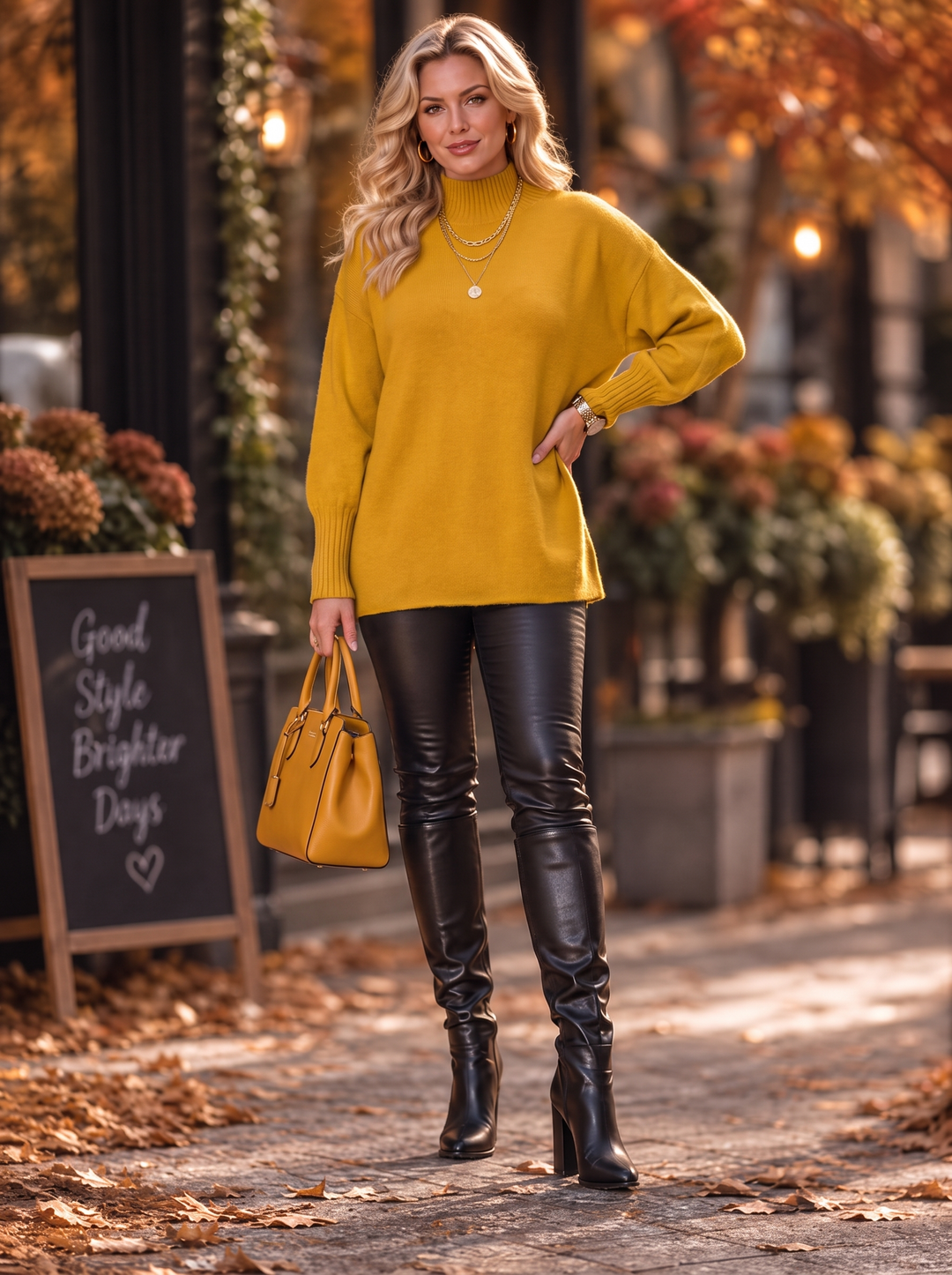 “AMANDA” Turtle Neck Soft Knit Jumper mustard