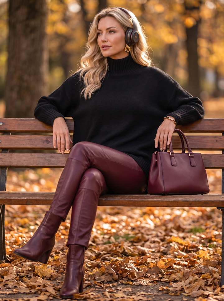 “AMANDA” Turtle Neck Soft Knit Jumper brown black