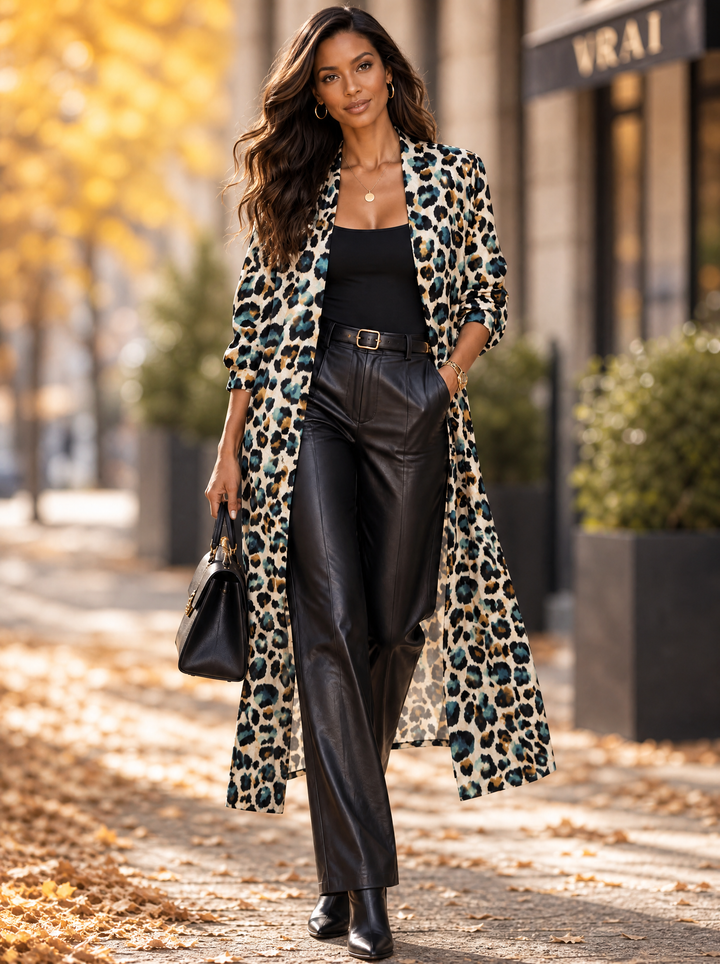 “KITTY” Leopard Print Longline Jacket leopard print
