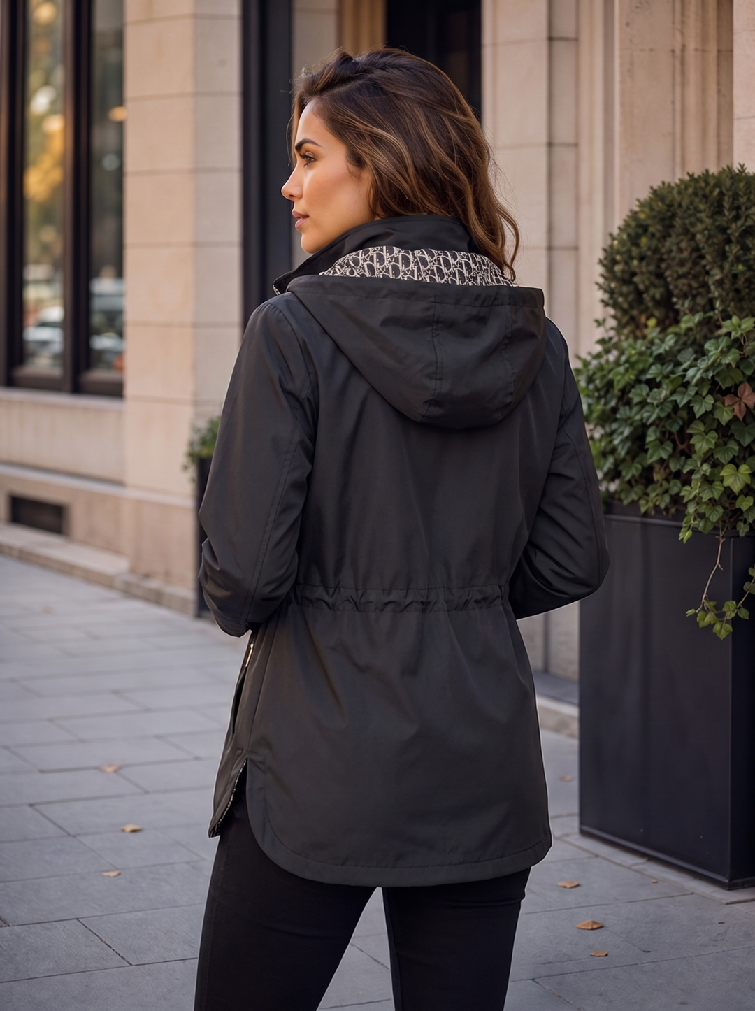 “MACY” Reversible Hooded Jacket black