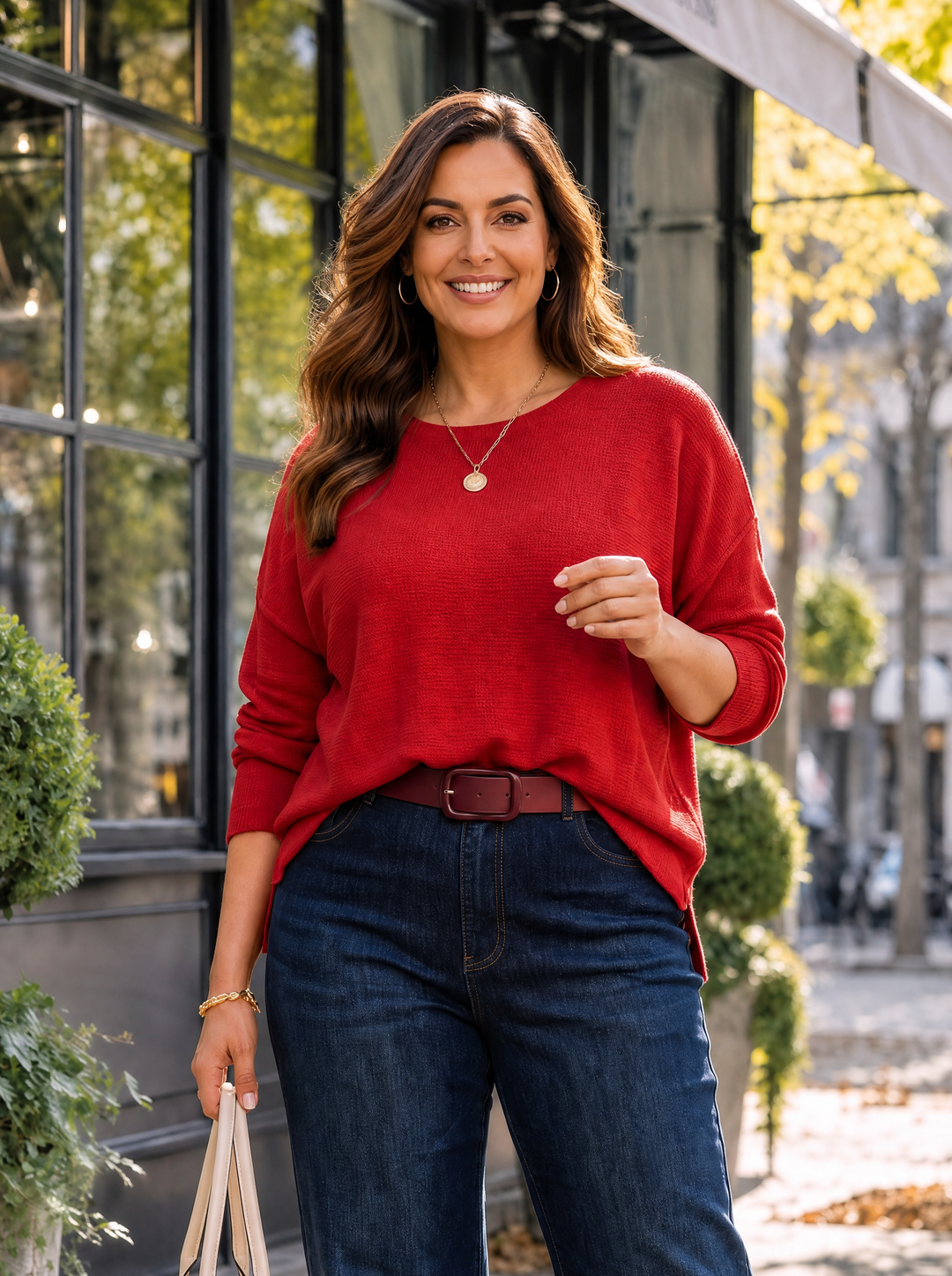 “MAGNOLIA” Curve Soft Knit Jumper red