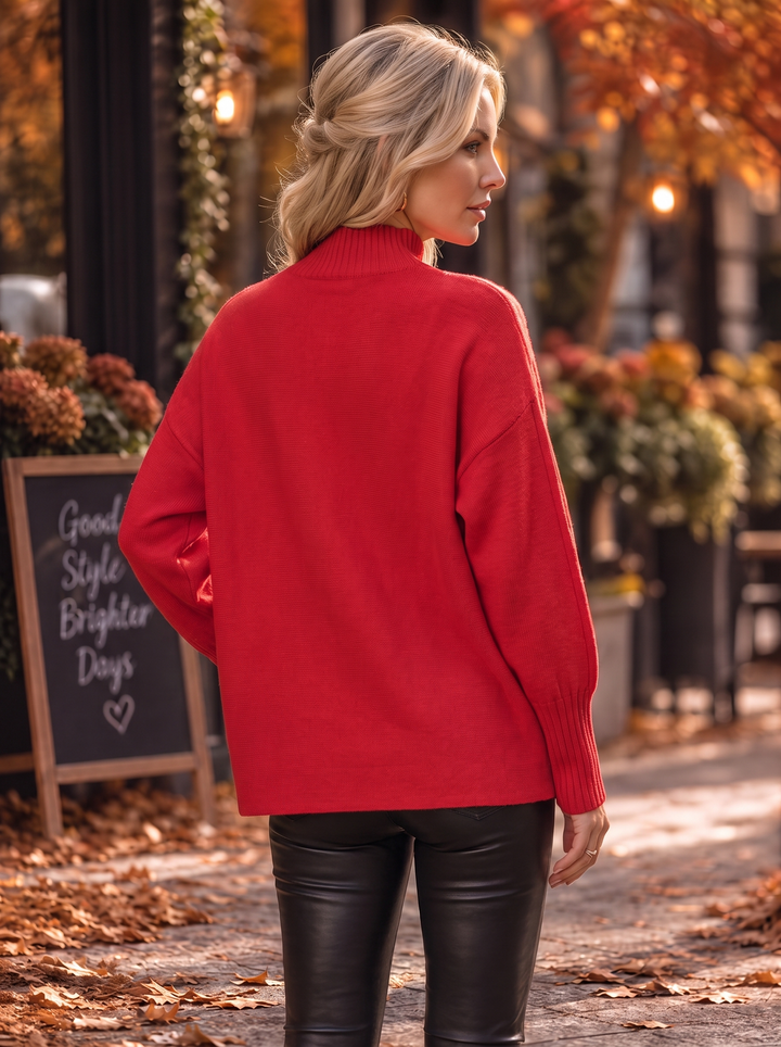 “AMANDA” Turtle Neck Soft Knit Jumper brown red