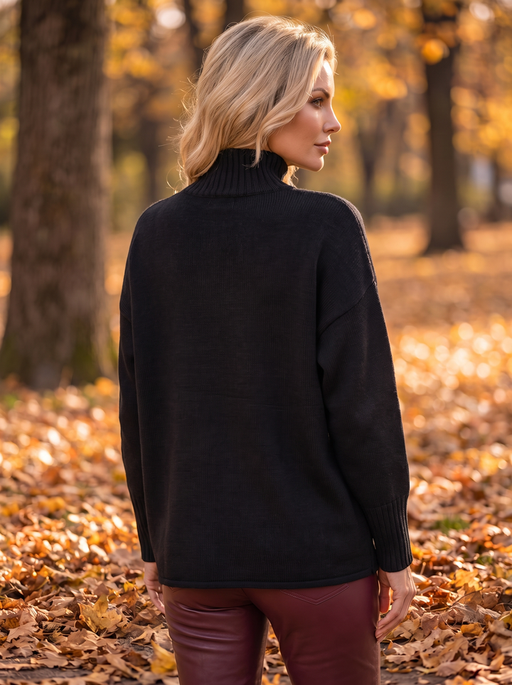 “AMANDA” Turtle Neck Soft Knit Jumper brown black