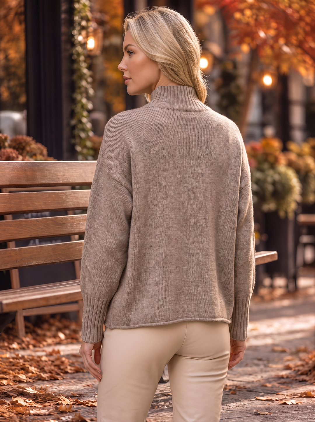 “AMANDA” Turtle Neck Soft Knit Jumper brown mocha