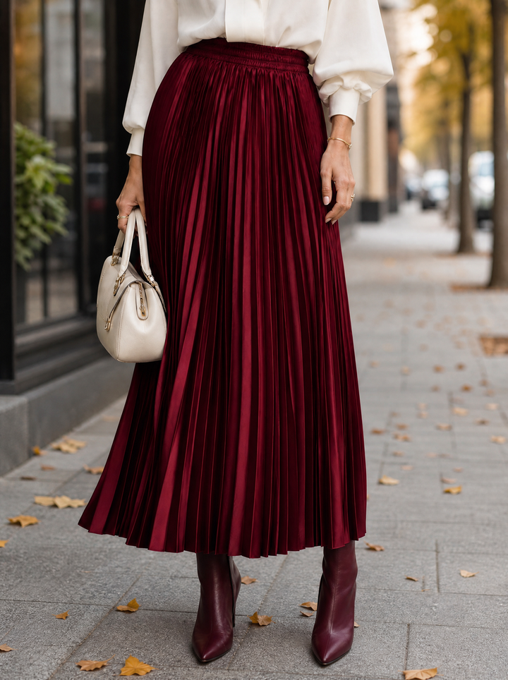 “DAISY” Pleated Skirt burgundy 