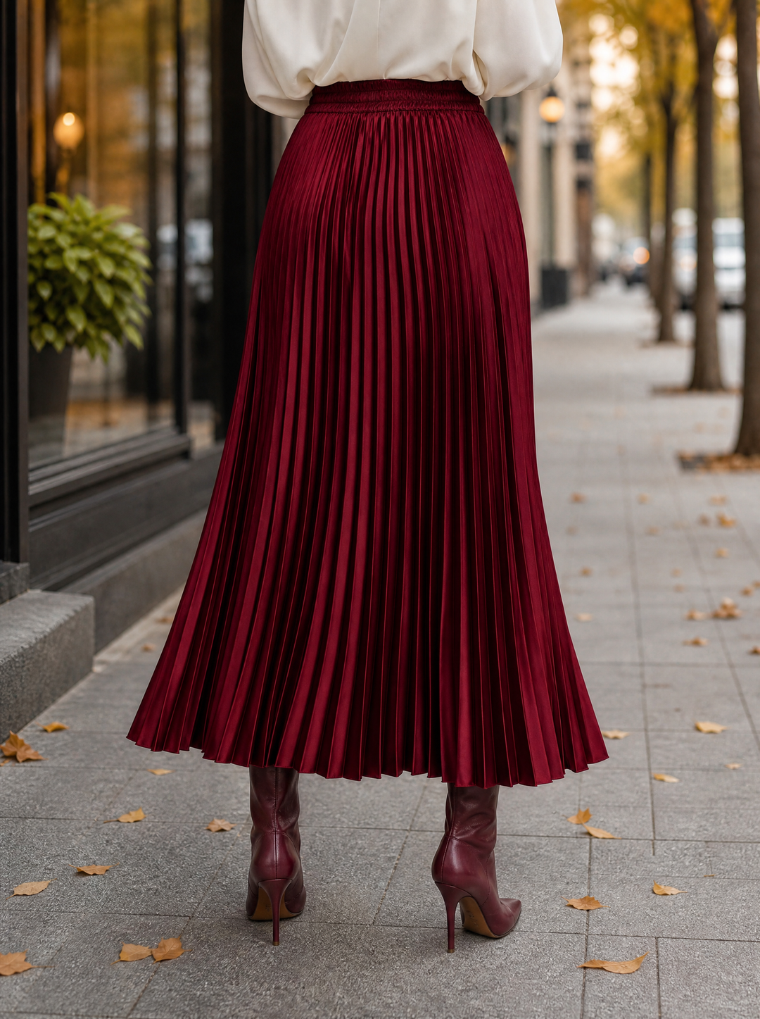 “DAISY” Pleated Skirt burgundy 