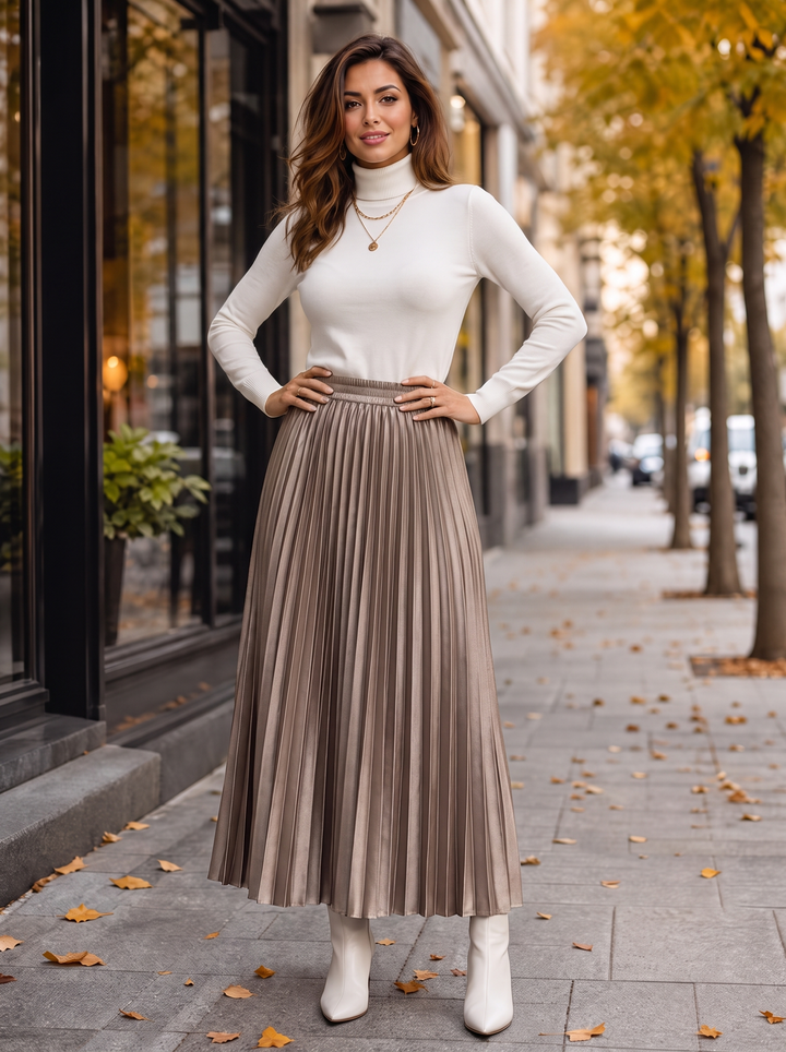 “DAISY” Pleated Skirt camel