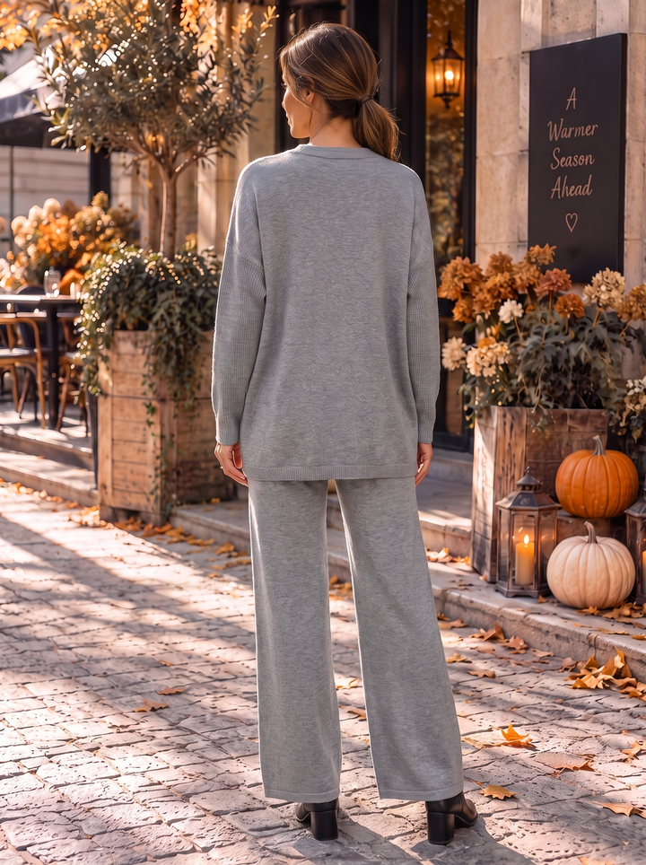 “DAVINA” Cable Knit Lounge Co-Ord Set grey