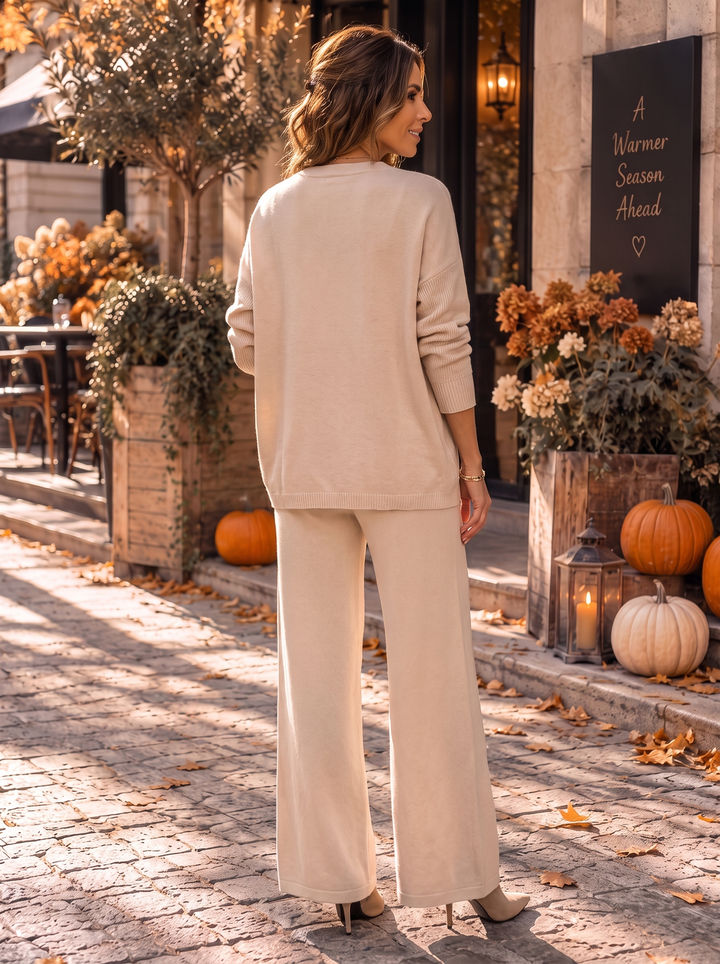 “DAVINA” Cable Knit Lounge Co-Ord Set cream