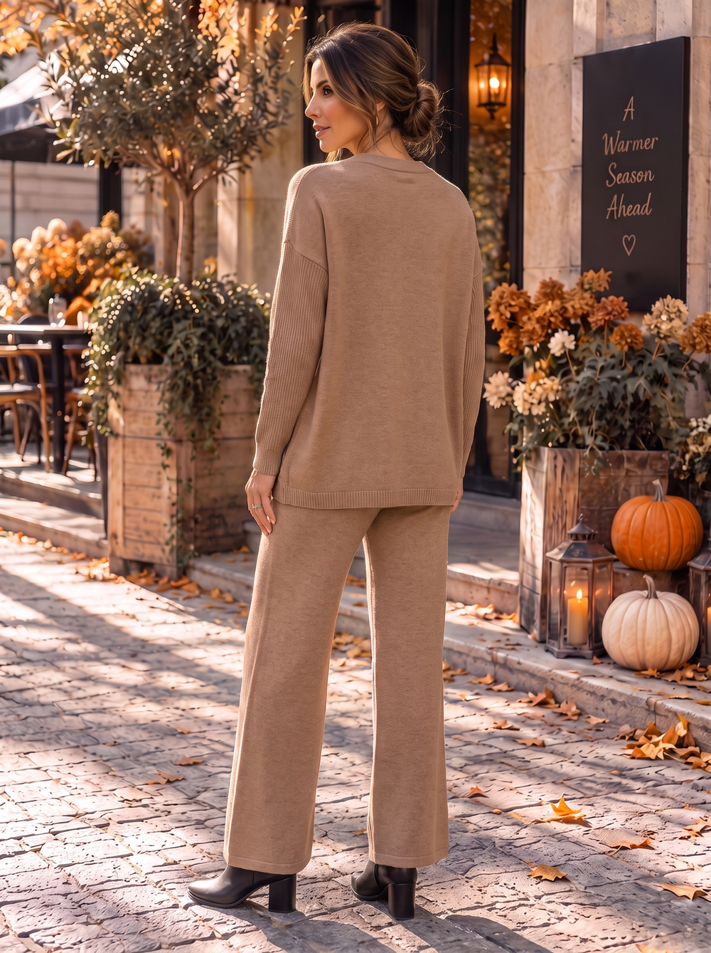 “DAVINA” Cable Knit Lounge Co-Ord Set camel