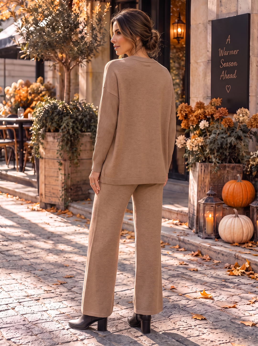 “DAVINA” Cable Knit Lounge Co-Ord Set camel