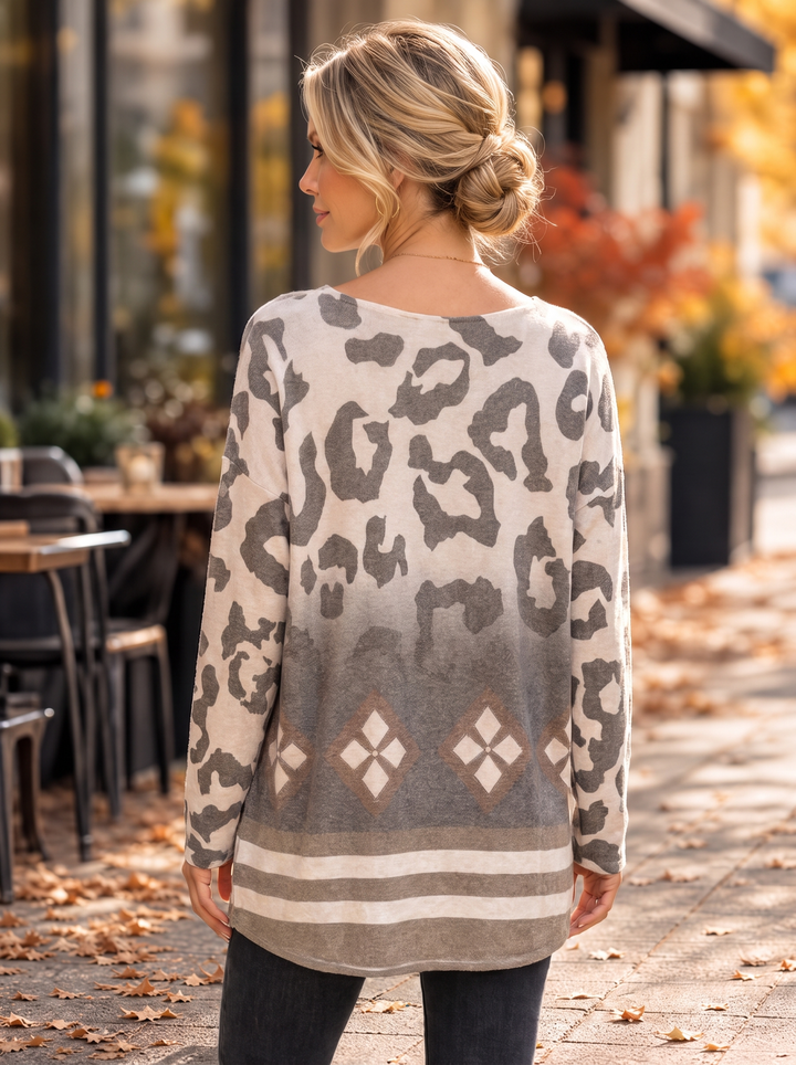 “MAYA” Animal Print V-Neck Soft Knit  Jumper
mocha 