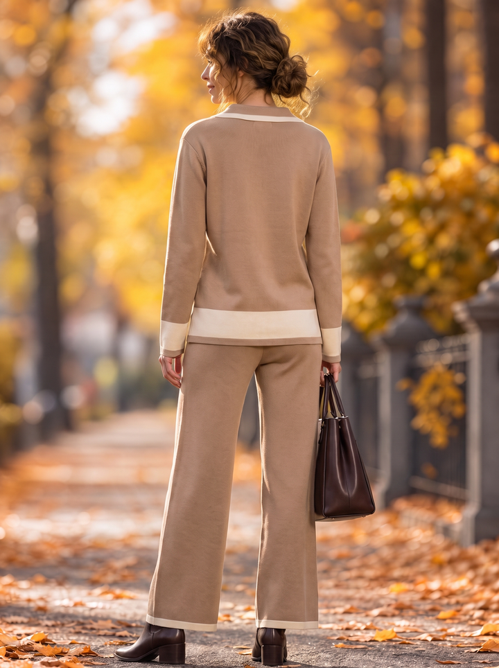 “NINA” Contrast Knit Co-Ord Set camel