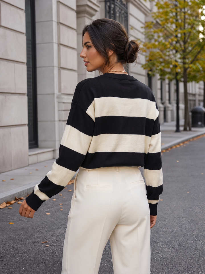 “RACHEL” Stripe Knit Jumper black