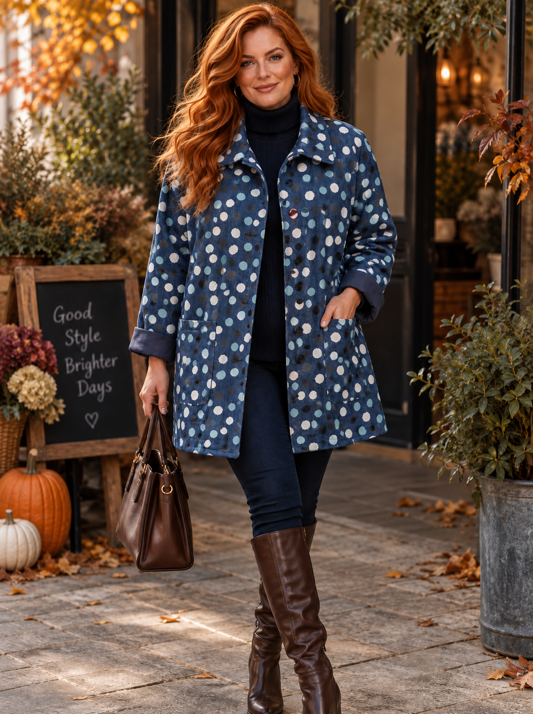 “SONIA” Premium Polka Dot  Denim Jacket