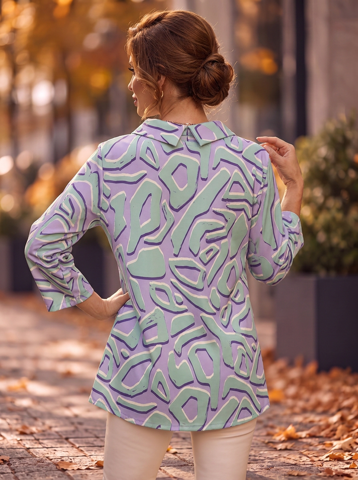 “HENLEY” Premium Abstract Cowl Neck Top/Tunic