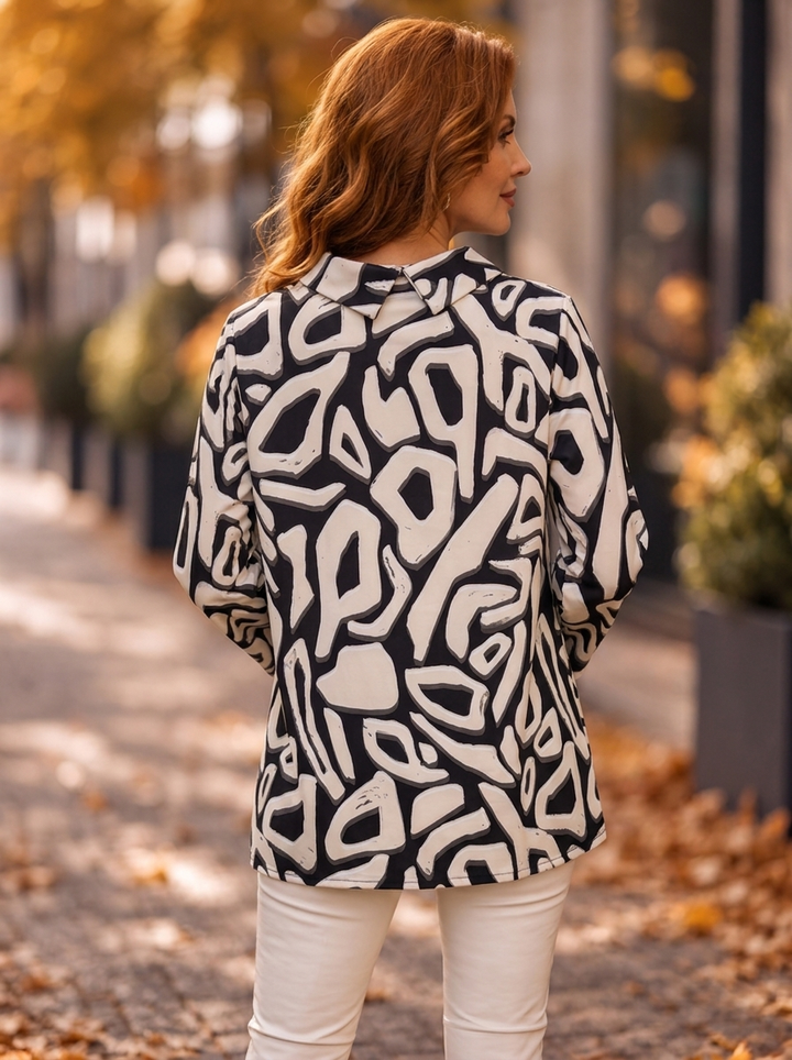 “HENLEY” Premium Abstract Cowl Neck Top/Tunic