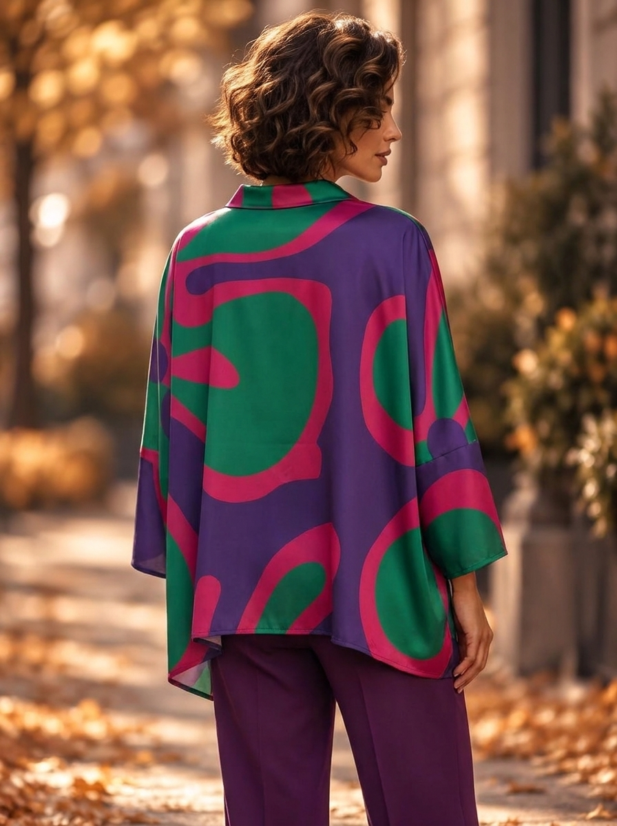 “KIA” Premium  Abstract Floral Batwing Top purple