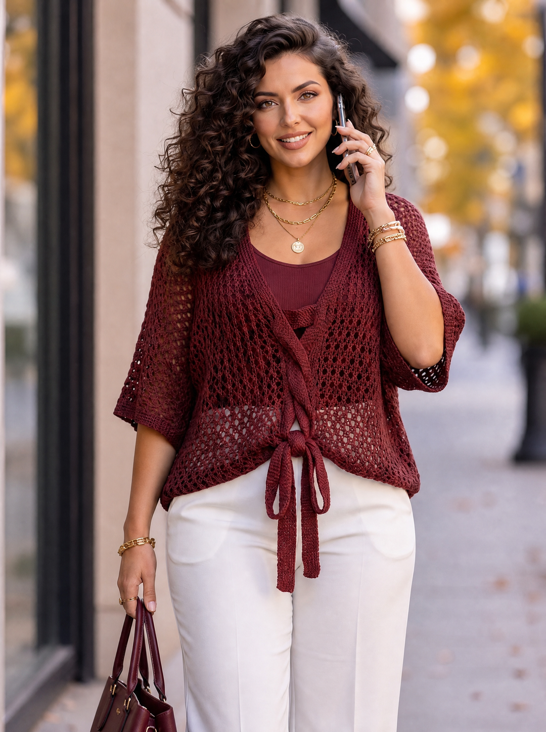 “IRIS” Tie Front V-Neck Crochet Top