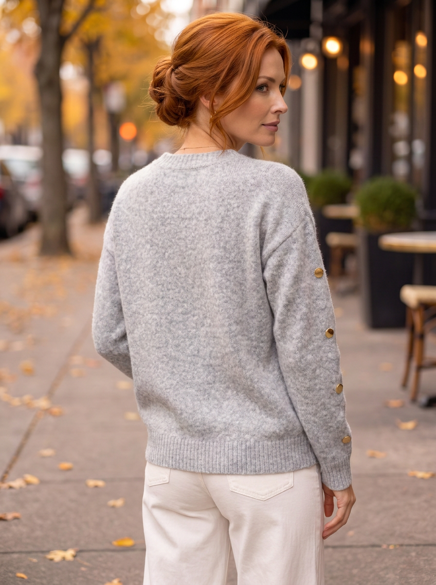 “CELIA” Premium Gold Button Detail Soft Jumper