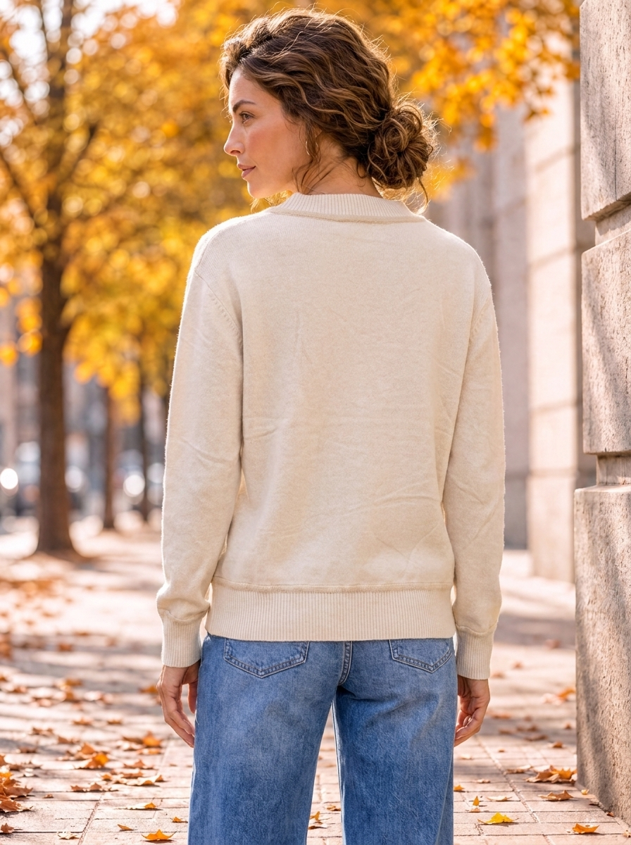 “CIARA” Premium V-Neck Soft Touch Jumper cream