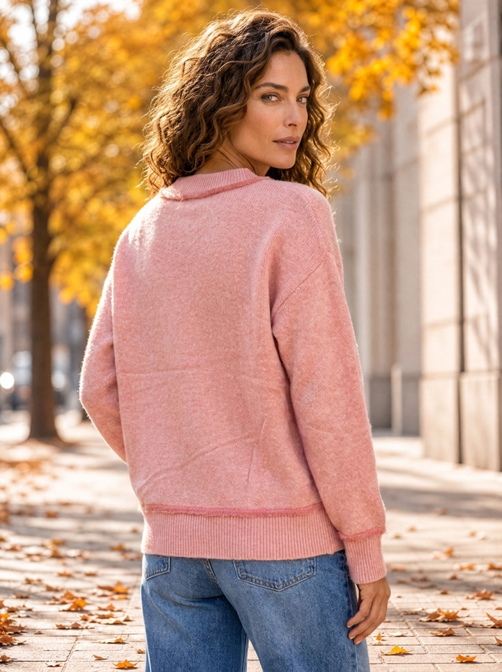 “CIARA” Premium V-Neck Soft Touch Jumper pink