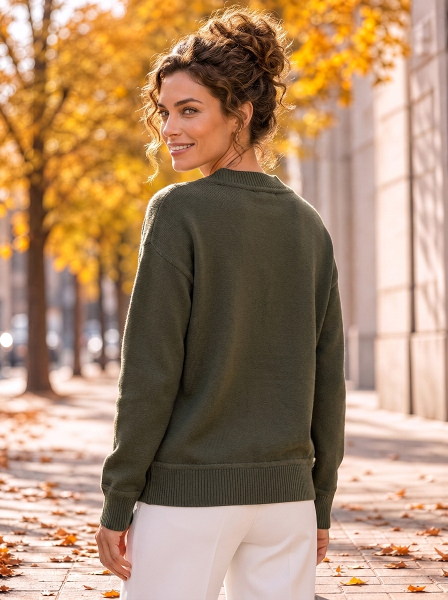 “CIARA” Premium V-Neck Soft Touch Jumper green