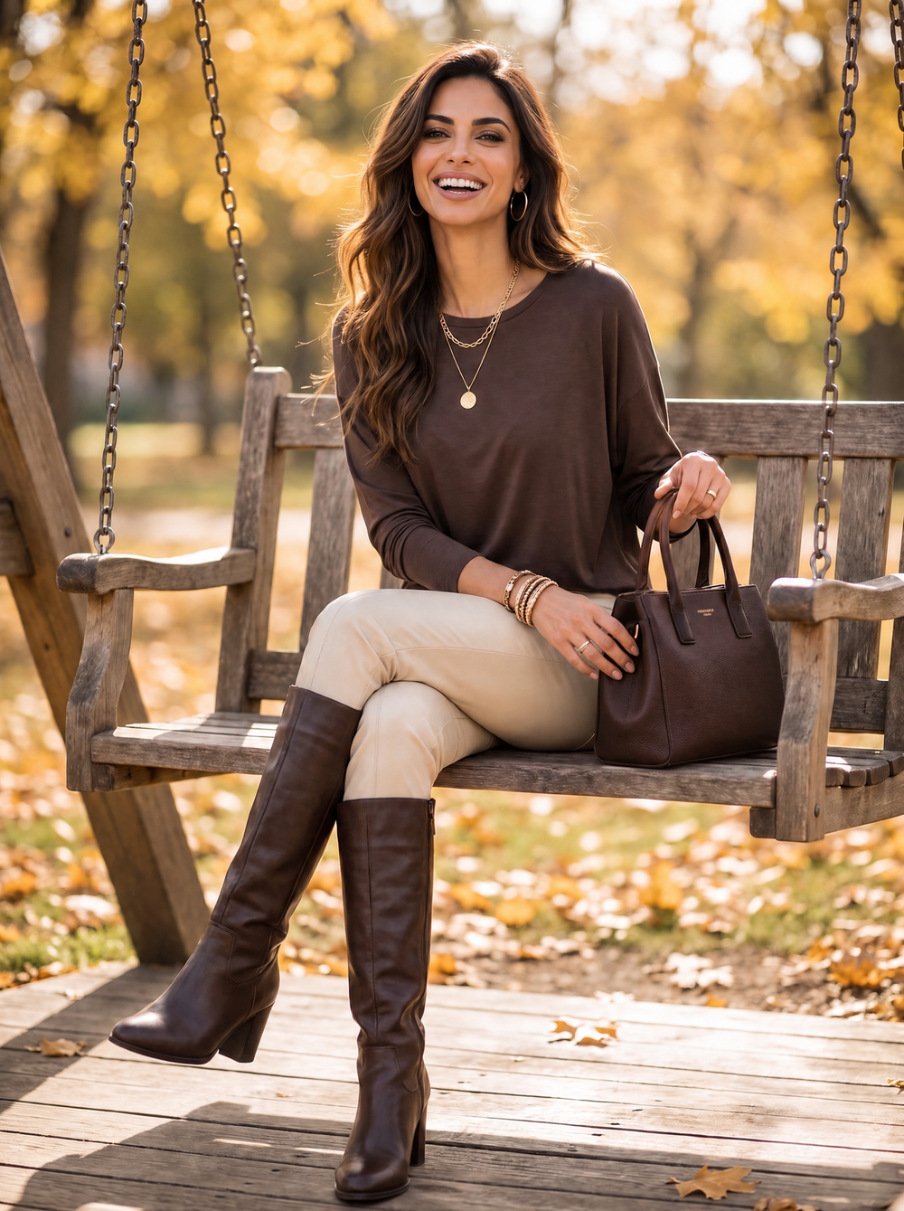 “HELEN” Relaxed Fit “MAGIC” Long Sleeve Jersey Top chocolate