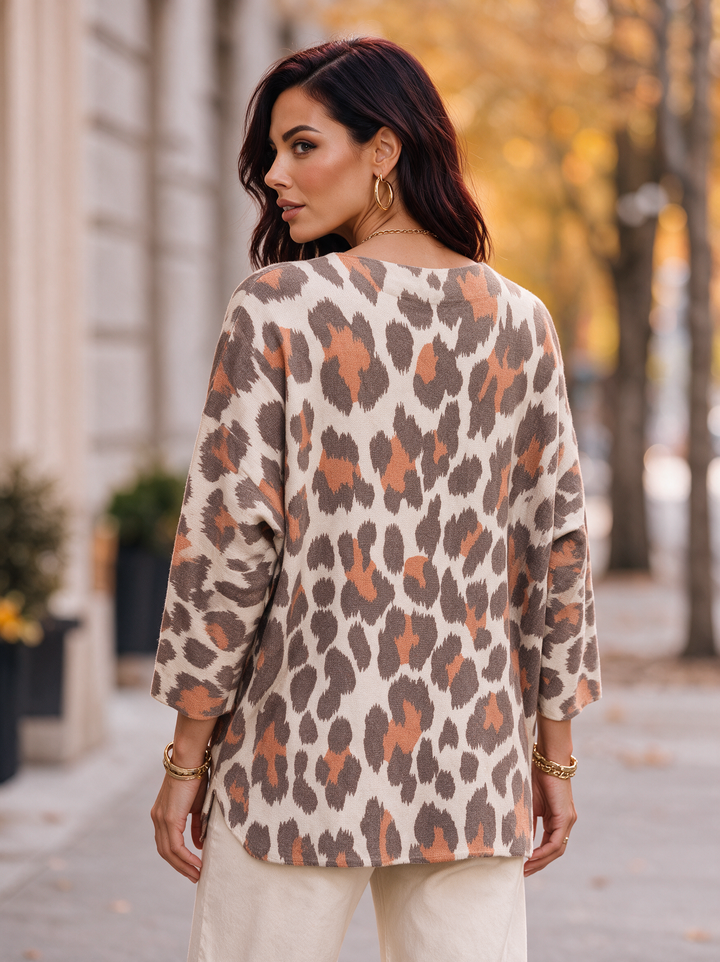“MAGNOLIA” Curve Soft Knit Animal Print Jumper orange