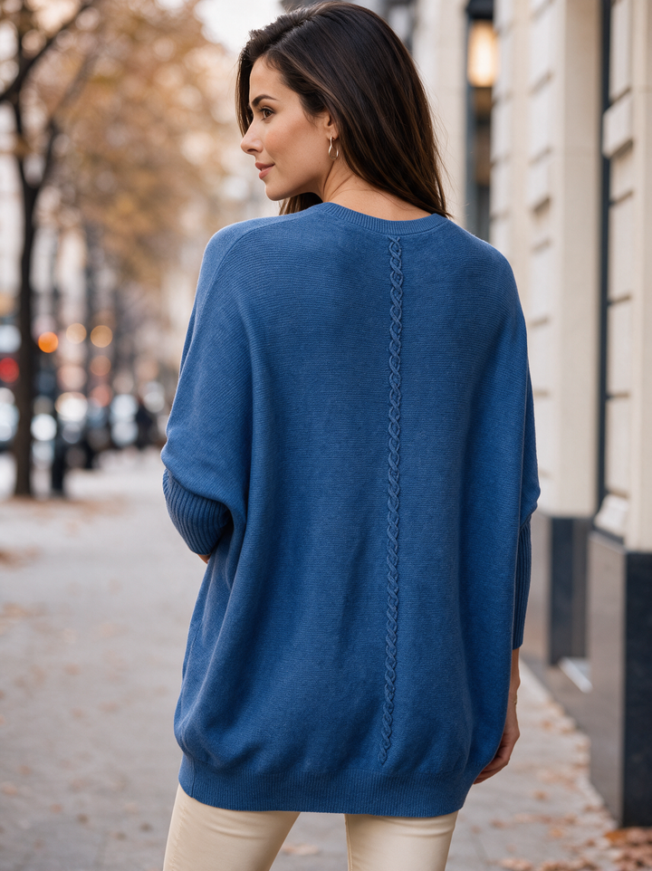 “MOLLY” Soft Relaxed Fit Pocket Jumper With Braid Back BLUE