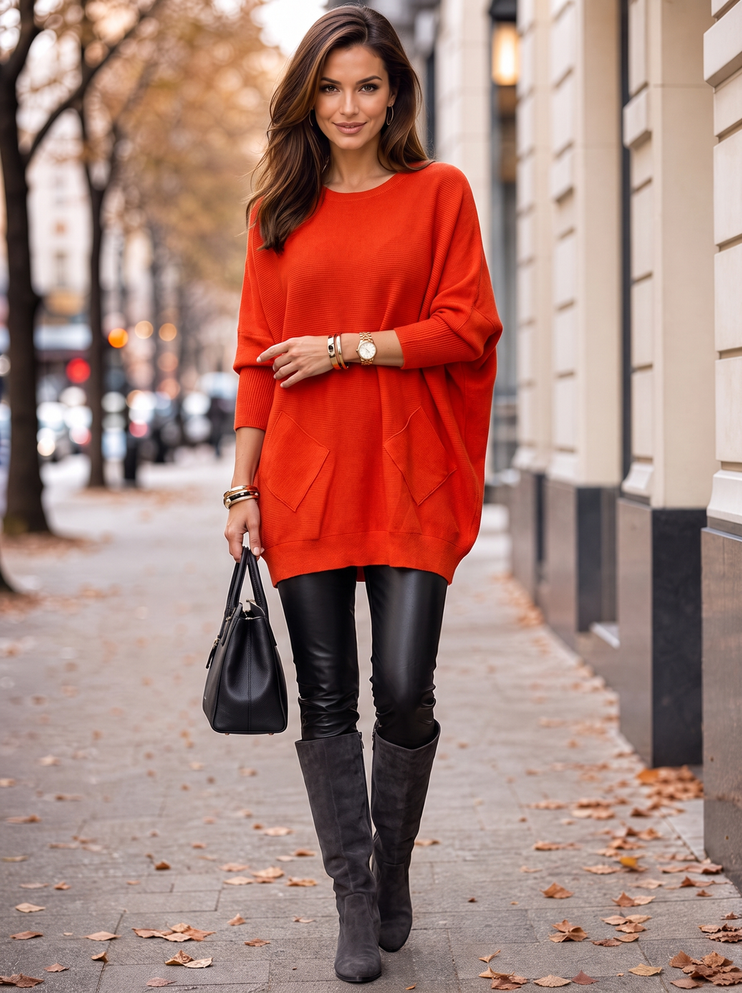 “MOLLY” Soft Relaxed Fit Pocket Jumper With Braid Back RED