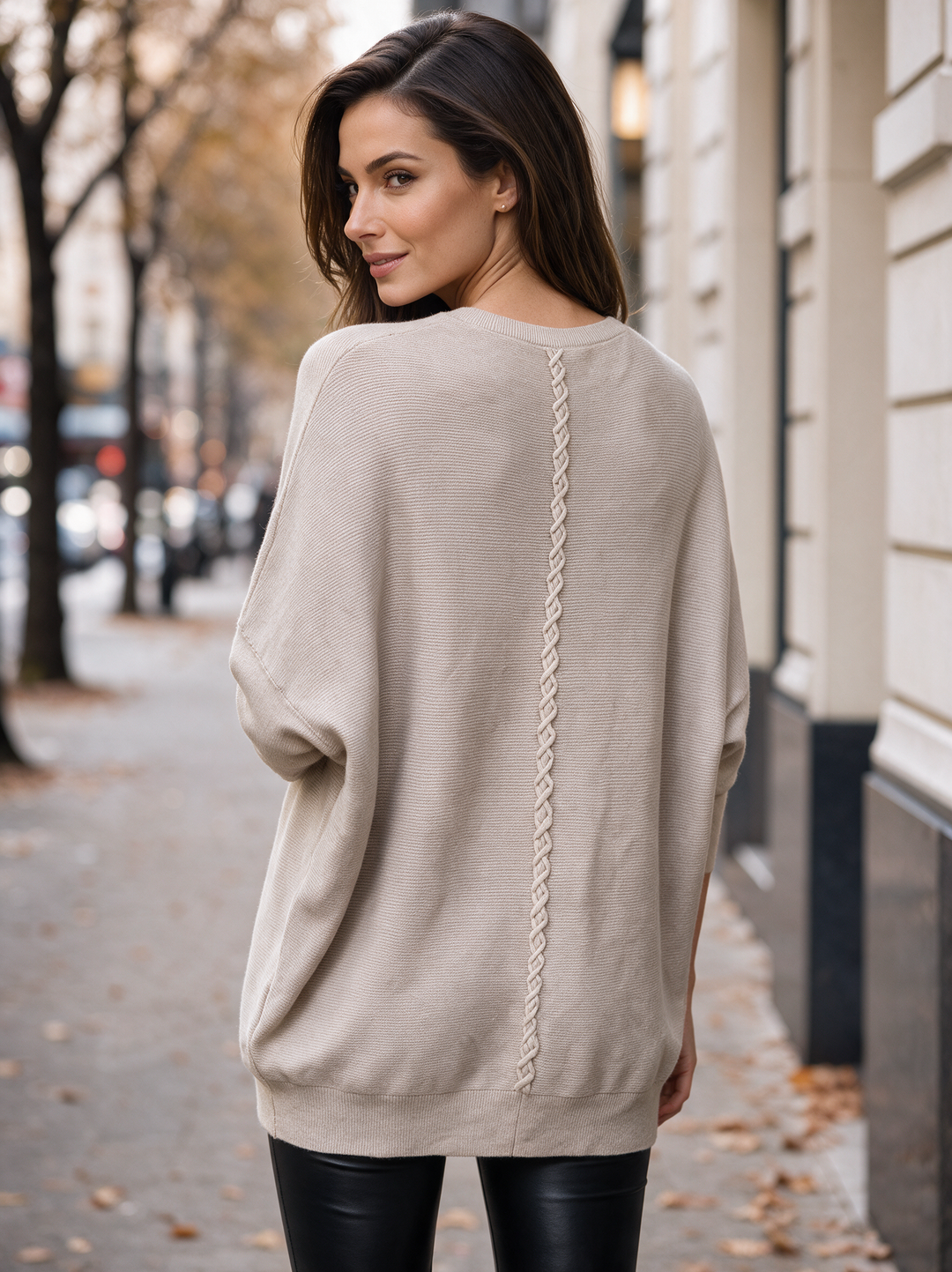 “MOLLY” Soft Relaxed Fit Pocket Jumper With Braid Back CREAM