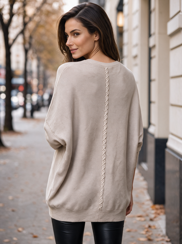 “MOLLY” Soft Relaxed Fit Pocket Jumper With Braid Back CREAM