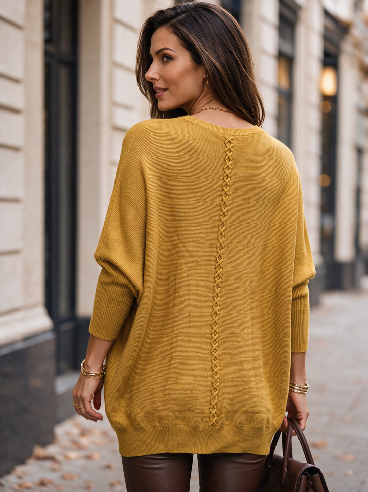“MOLLY” Soft Relaxed Fit Pocket Jumper With Braid Back MUSTARD