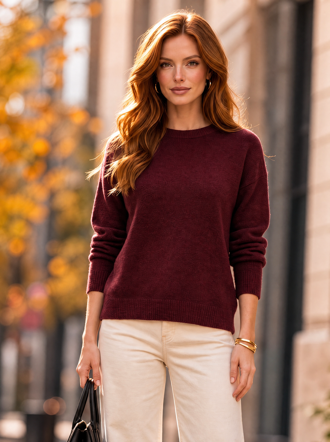 “FRANCES” Soft Crew Neck Jumper burgundy