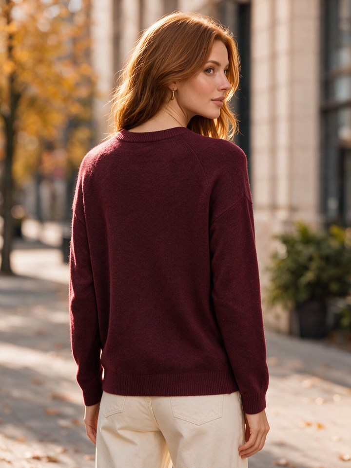 “FRANCES” Soft Crew Neck Jumper burgundy
