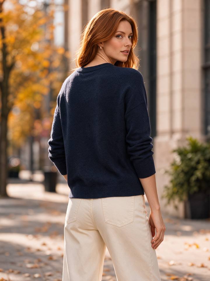 “FRANCES” Soft Crew Neck Jumper navy