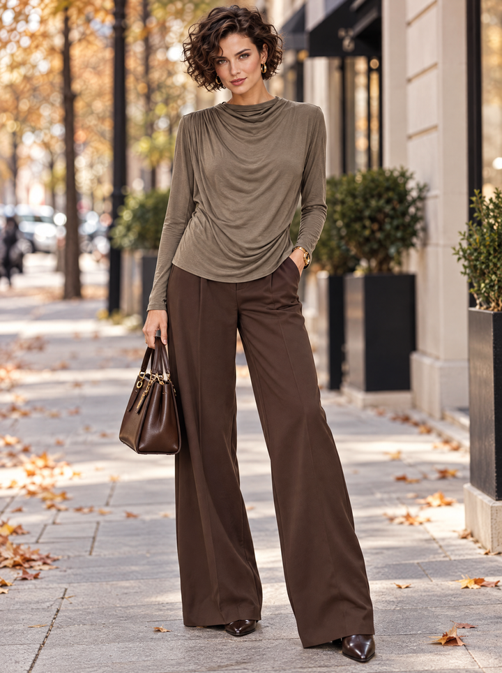 “ZARA” Draped Front Top mocha
