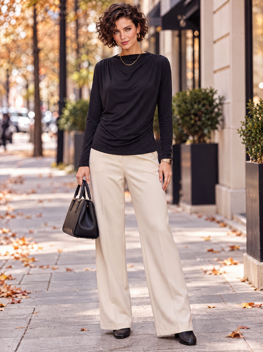 “ZARA” Draped Front Top black