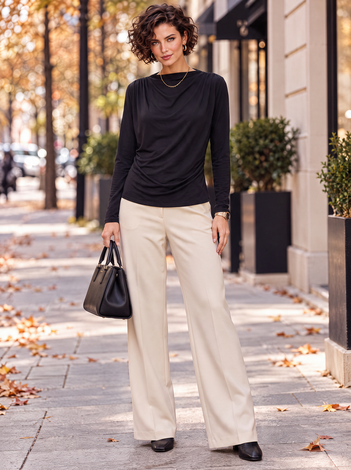 “ZARA” Draped Front Top black