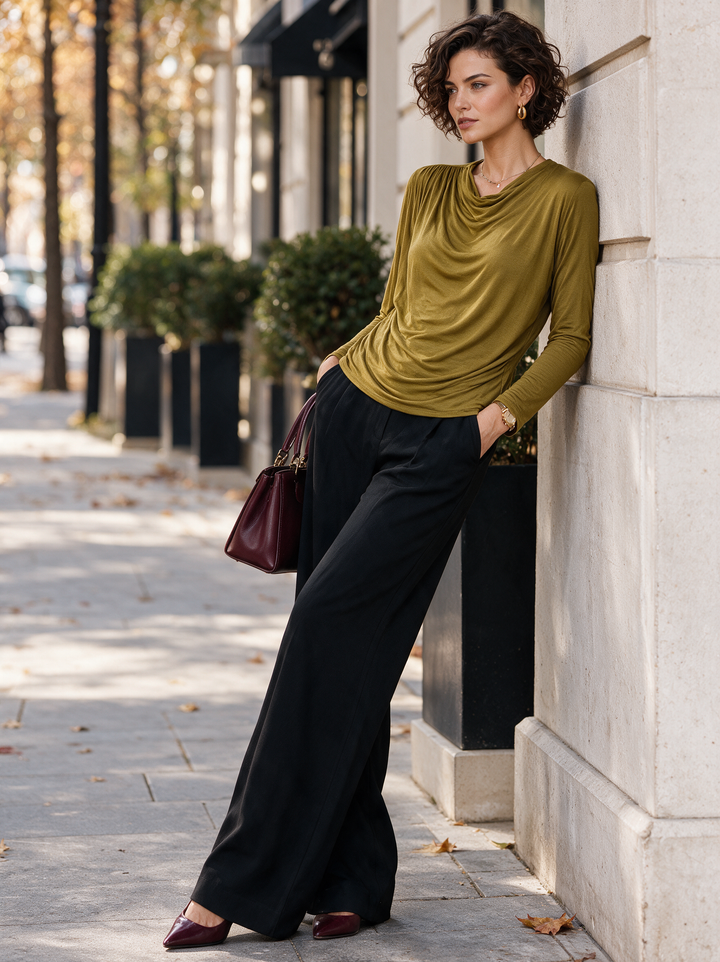 “ZARA” Draped Front Top olive green