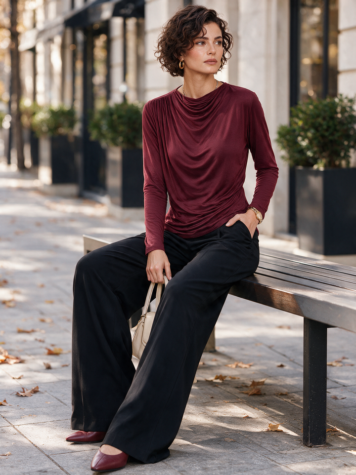 “ZARA” Draped Front Top burgundy