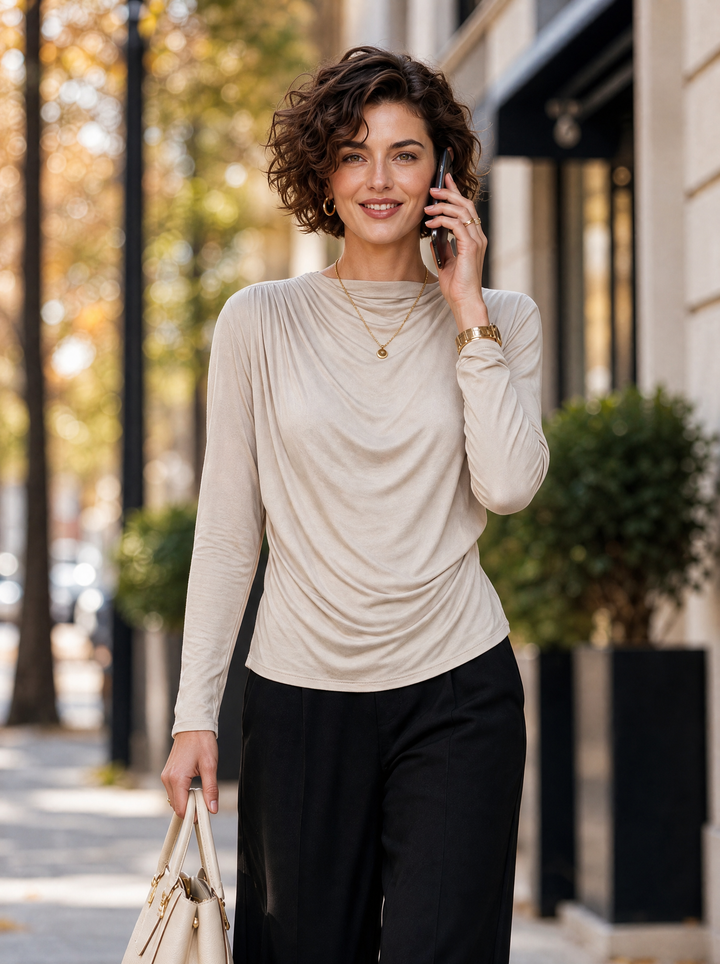 “ZARA” Draped Front Top cream