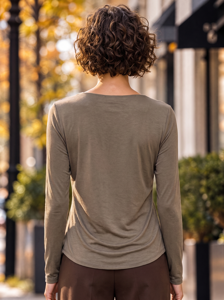 “ZARA” Draped Front Top mocha