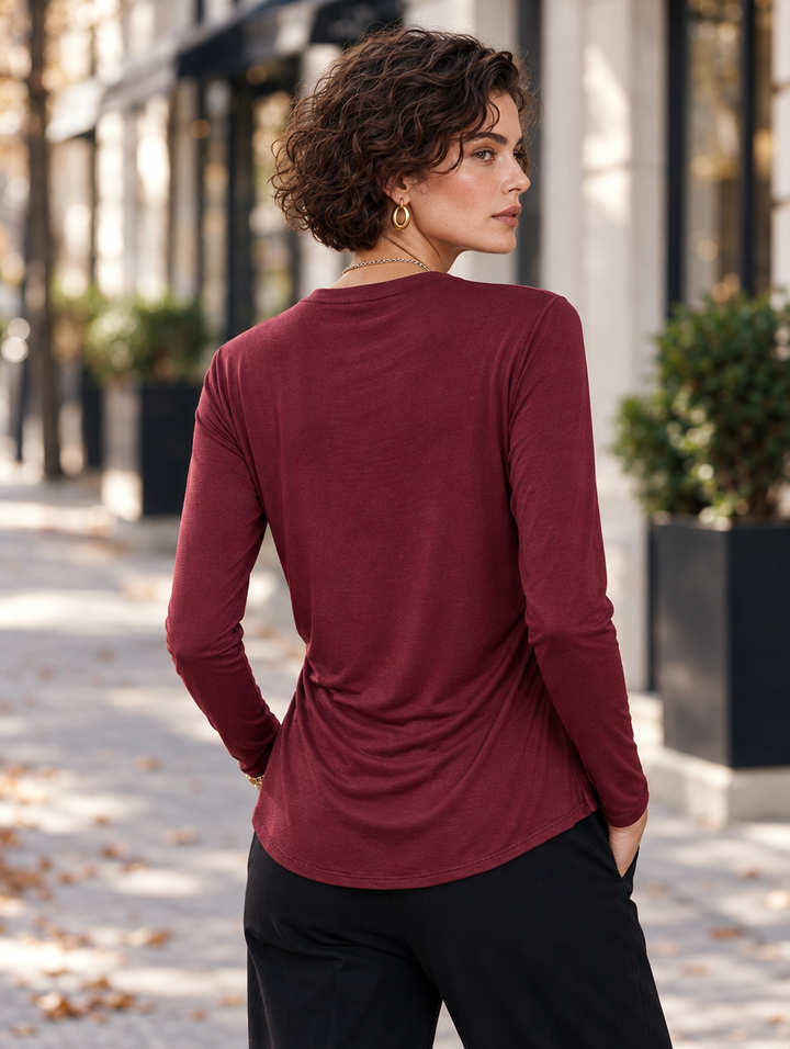“ZARA” Draped Front Top burgundy