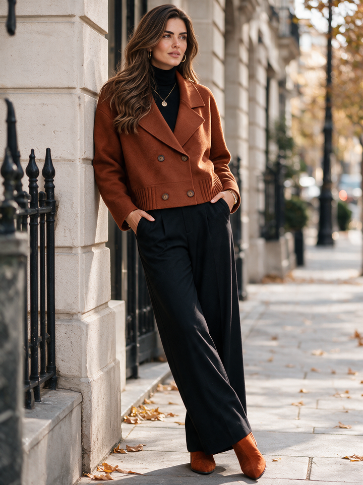 “DEMI” Premium Double Breasted Cardigan/Jacket RUST ORANGE