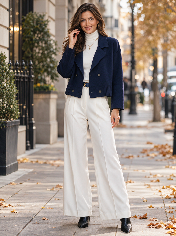 “DEMI” Premium Double Breasted Cardigan/Jacket NAVY