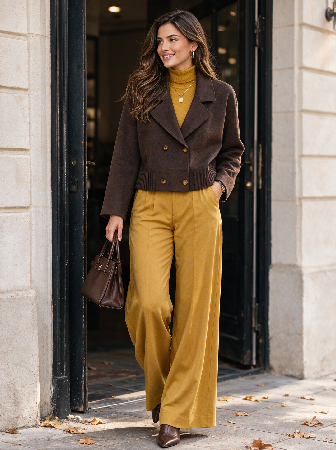 “DEMI” Premium Double Breasted Cardigan/Jacket CHOCOLATE