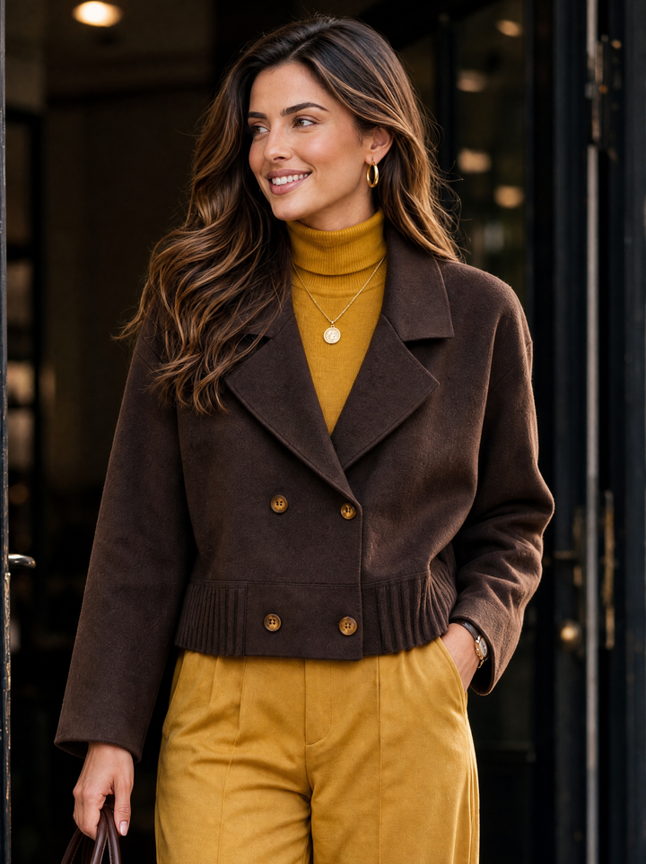 “DEMI” Premium Double Breasted Cardigan/Jacket CHOCOLATE