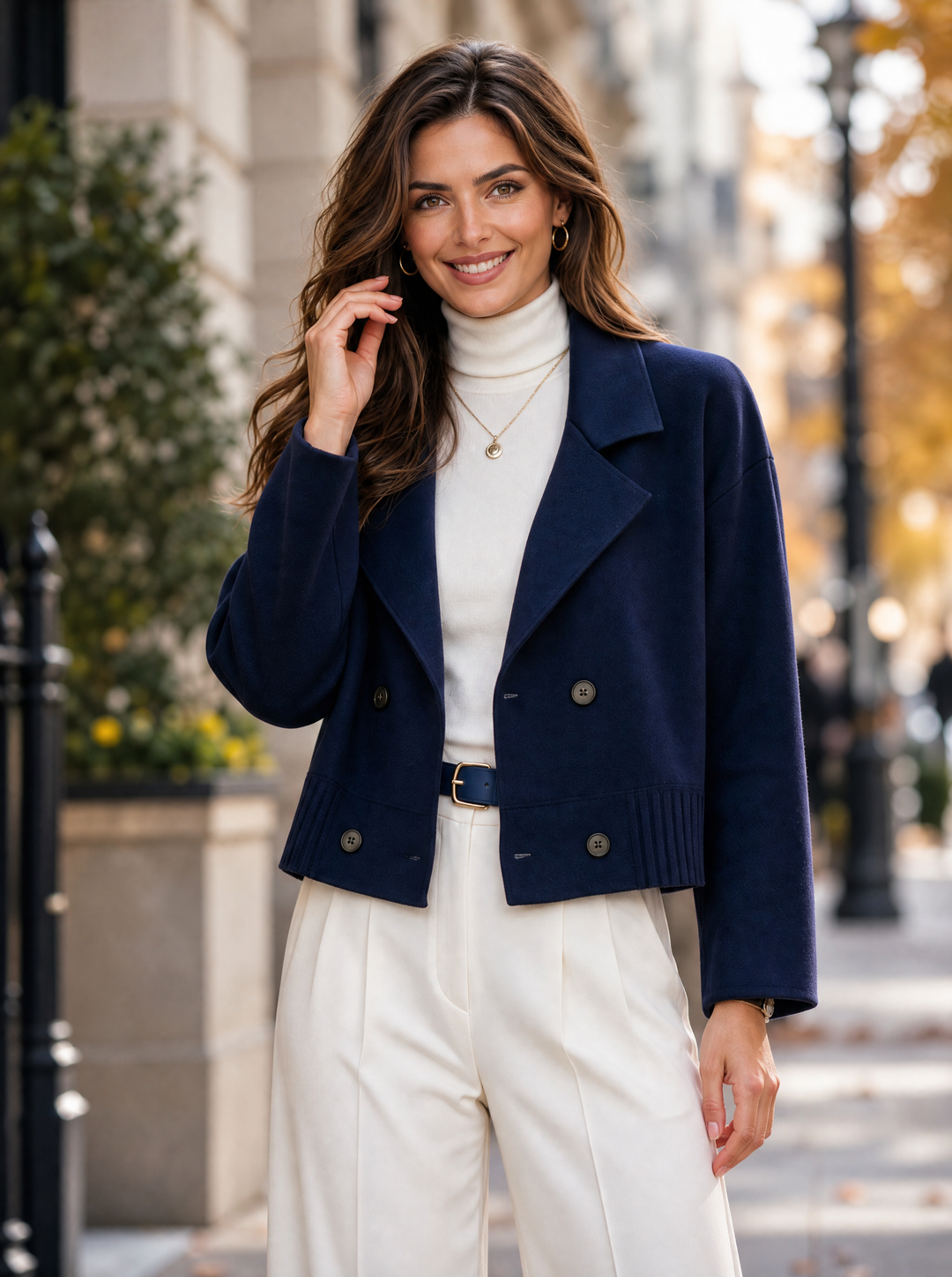 “DEMI” Premium Double Breasted Cardigan/Jacket NAVY